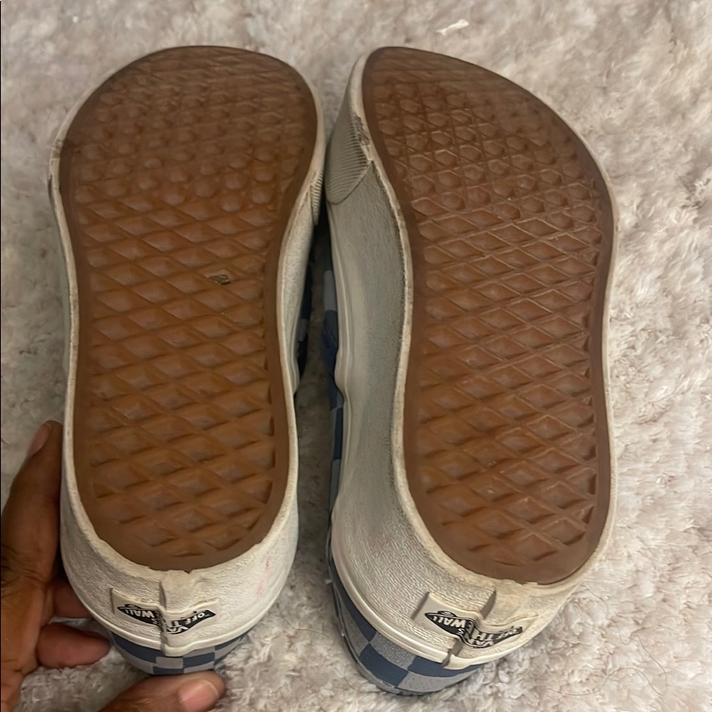 Vans Classic Stacked Platform Blue and Gray Checkered Slip-Ons 5 M 6.5 W - Picture 9 of 11